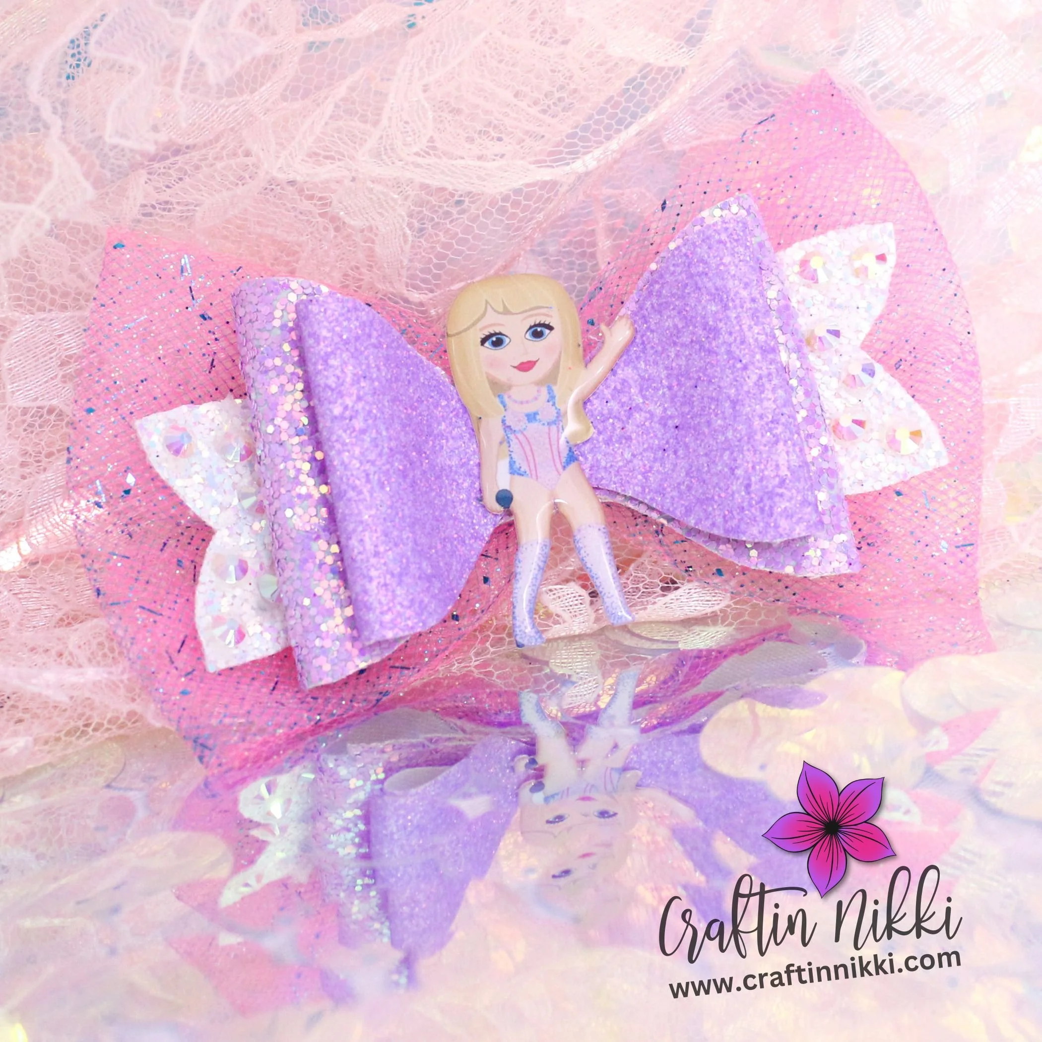 ★BAU by Bride And You★ AVA Twisted ribbon detailed Hline l Lover Bejeweled Pop Icon Eras Pink and Purple Glitter Tulle